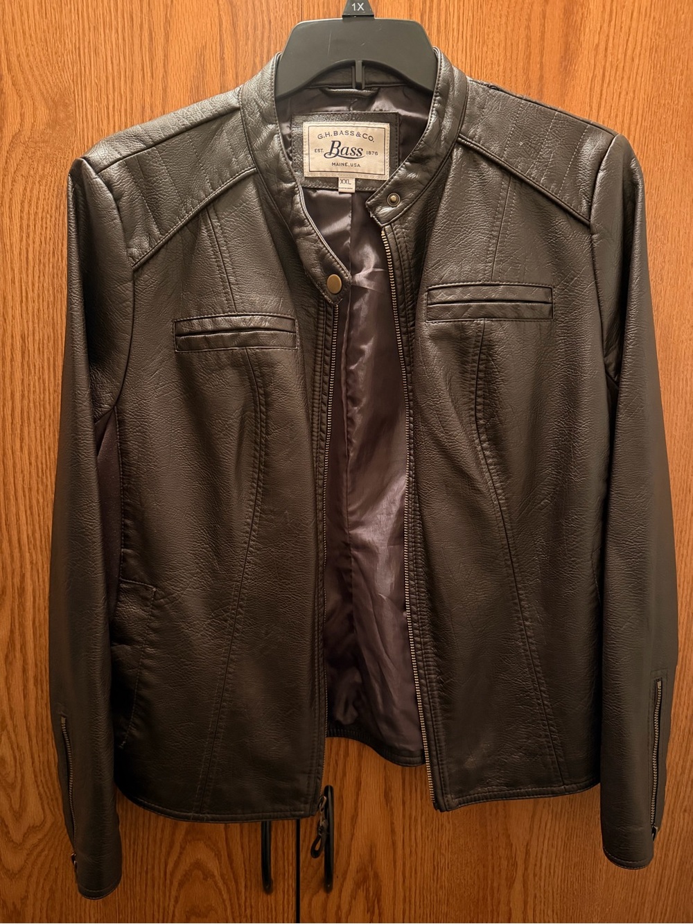G.H. Bass & Co. Black Faux Leather Moto Jacket- Women’s